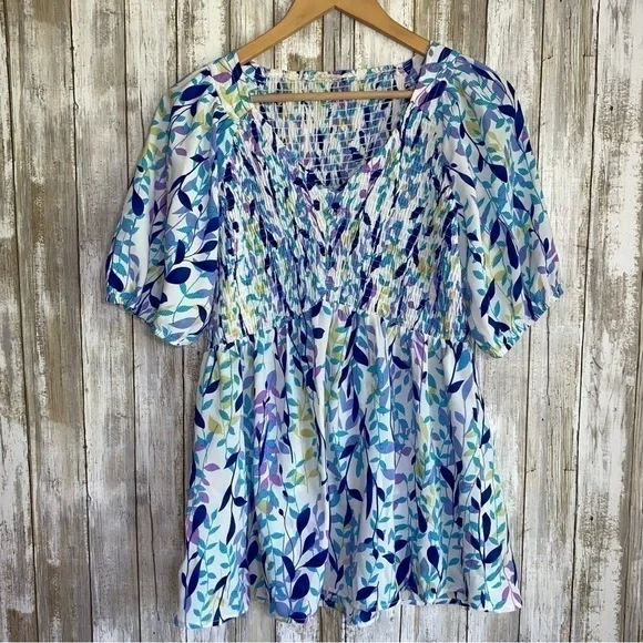 Jodifl Shades Of Blue Smocked Blouse - Picture 2 of 8